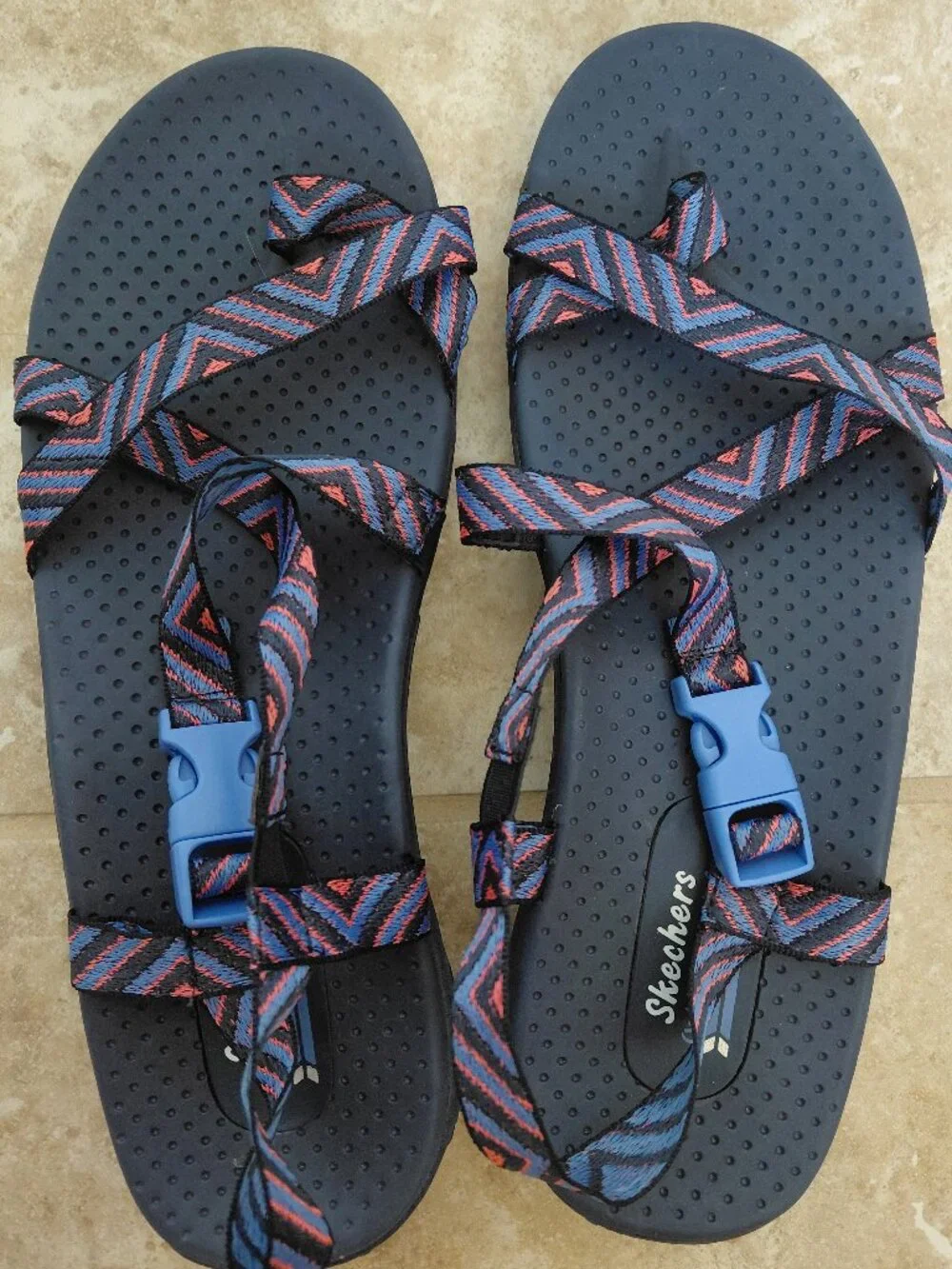 Skechers Navy Chevron Sandals